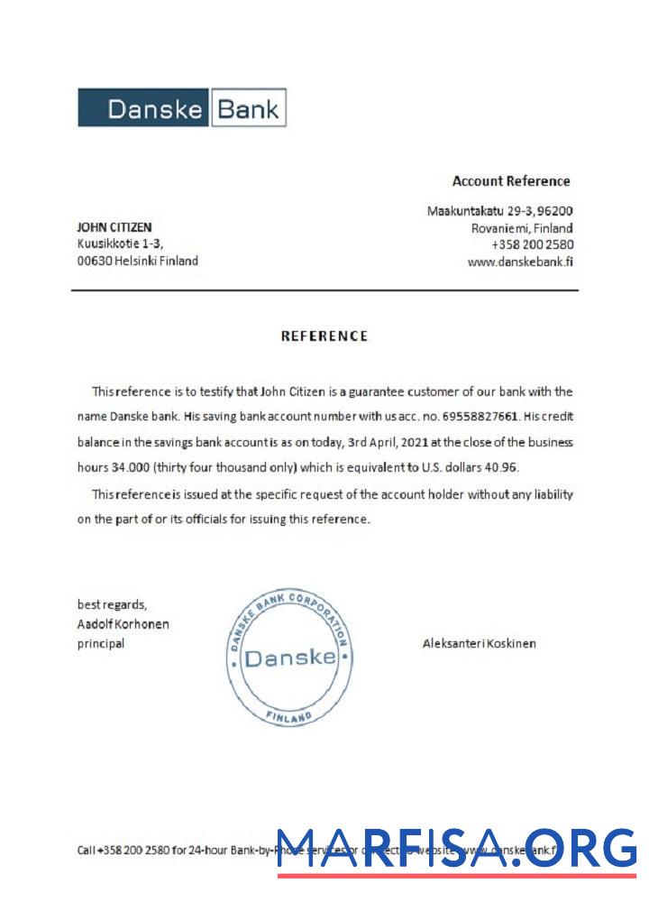 Realistic Finland Danske reference template